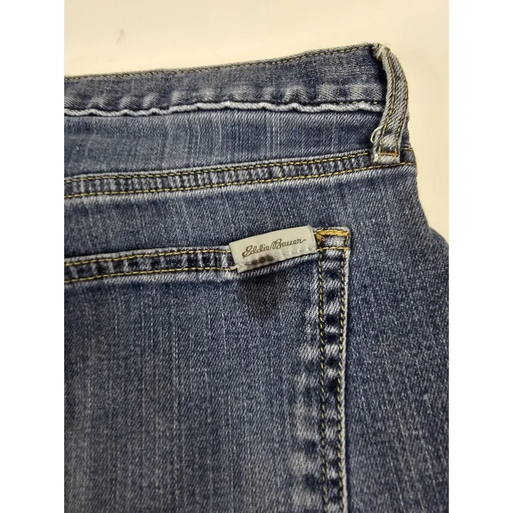 Eddie Bauer Womens Fleece Lined‎ Jeans 14 Dark Wash Winter Warm Straight Leg